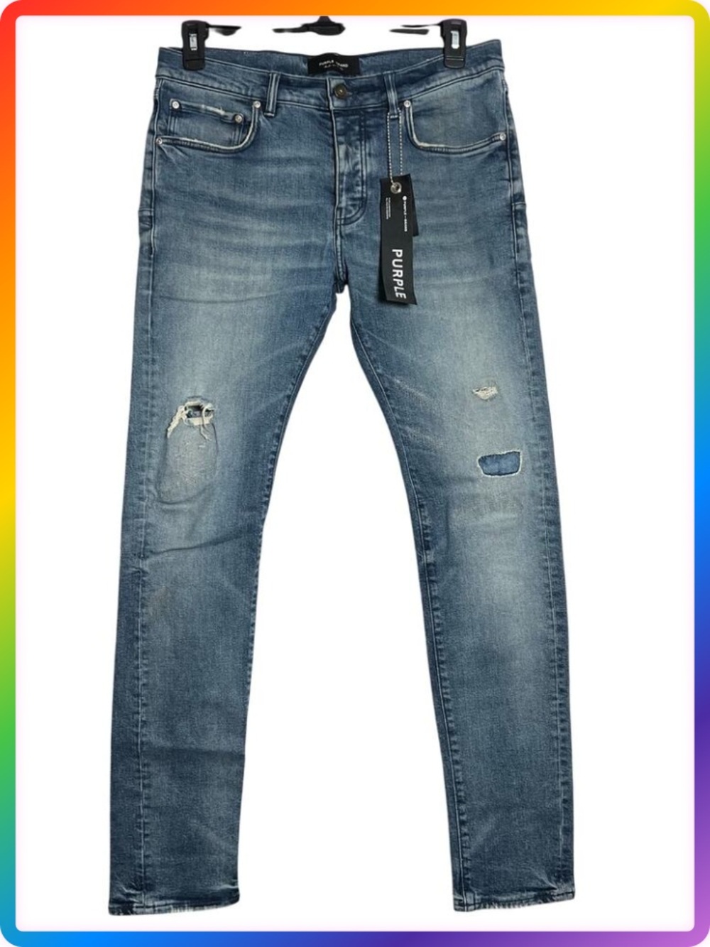 PURPLE Brand Limited Edition Slim Distressed Jeans 34x32 Italy Denim ITALY NWT
